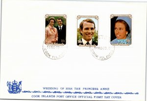 WEDDING OF PRINCESS ANNE COOK ISLANDS OFFICIAL POST OFFICE COVER 1973