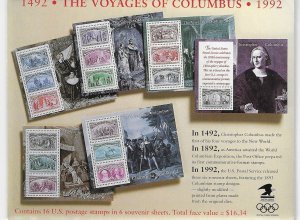 US #2624-2629 1992 VOYAGES OF COLUMBUS- 6 SHEETS MINT NEVER HINGED