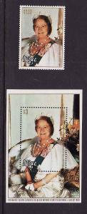 D3-Niue-Scott#291-2-Unused NH sheet & stamp-Queen Mother-80t