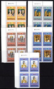 Antigua 1978 Sc#508/512 CORONATION QUEEN ELIZABETH II 25th.ANNIVERSARY BLOCK 4