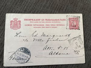 NETHERLANDS EAST INDIES postal card 1898 Penang to Altona