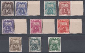 1946-50 FRENCH ANDORRA POSTAGE DUE TAX COMPLETE SET (ED.32-41) MNH