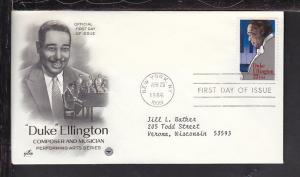 US Duke Ellington 1986 PCS Typed FDC BIN