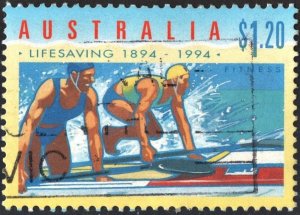 Australia SC#1364 $1.20 Lifeguards on Surfboards: Fitness (1994) Used