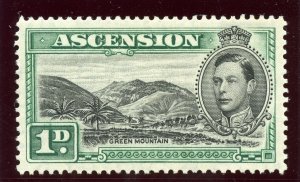 Ascension 1938 KGVI 1d black & green (p13½) MLH. SG 39. Sc 41.