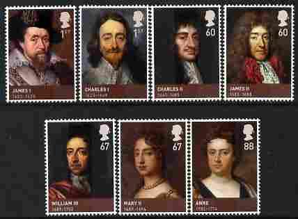 Great Britain 2010 The House of Stuarts perf set of 7 unm...