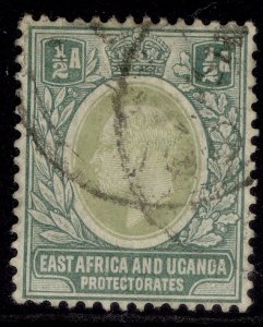 EAST AFRICA and UGANDA EDVII SG17a, ½a grey-green, USED. CHALKY