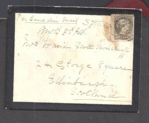 Canada #38 5c SMALL QUEEN ON MOURNING COVER TO EDINGBURGH SCOTLAND BS26029