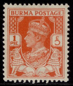 BURMA GVI SG18b, 1p red-orange, NH MINT.