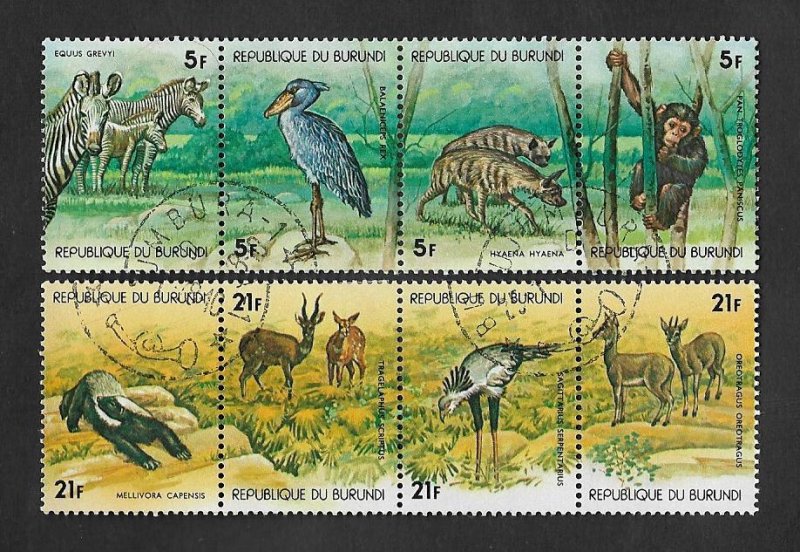 SD)1977 BURUNDI AFRICAN FAUNA, GRÉVY'S ZEBRA, SHOE-BIKE, STRIPED HYENA,...