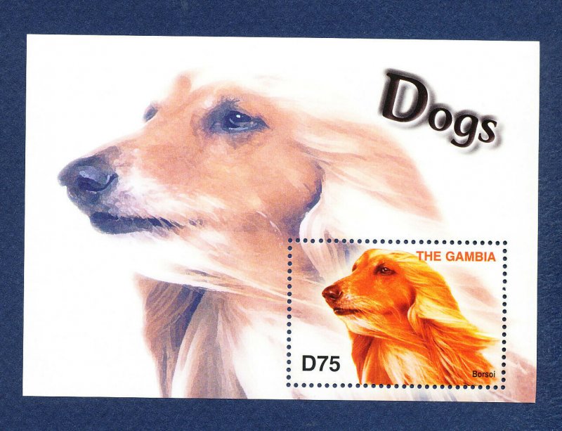 GAMBIA - Scott 2819 - FVF MNH S/S - Borsoi Dog - 2004