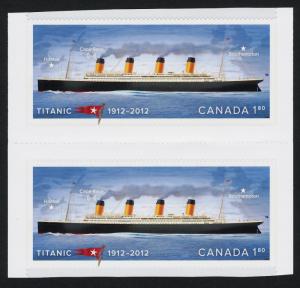 Canada 2538a Booklet gutter pair MNH Ship Titanic