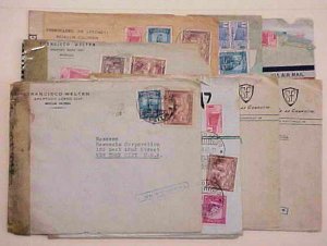 COLOMBIA  10 SMALL CENSORED COVERS TAQUILLA MOSTLY TO USA