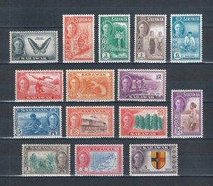 Sarawak 1950 King George VI full set of stamps. MNH. Sg 171-185