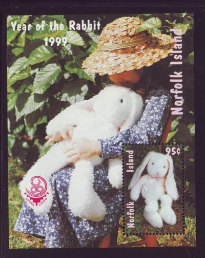 Norfolk Island Sc  672a 1999 Year of the Rabbit stamp sheet mint NH