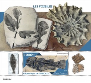 DJIBUTI - 2022 - Fossils - Perf Souv Sheet #1 - Mint Never Hinged