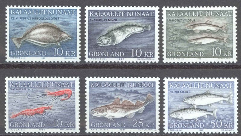 Greenland Sc# 136-141 MNH 1981-1986 Fish