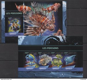2016 Djibouti Fauna Fish & Marine Life Fishes Les Poissons Kb+Bl ** Dj079