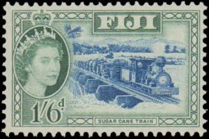 Fiji #157, Incomplete Set, 1954-1956, Trains, Hinged
