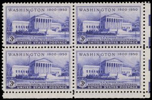 US Sc 991 VF/MNH BLOCK - 1950 3¢ Washington Sesq. - FRESH!