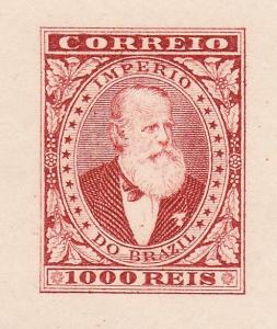 BRAZIL 1000 Reis large die proof in red/brown- countersunk on thick paper.87795