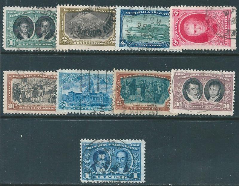 ARGENTINA : C320 - 1910 9 used pieces of set