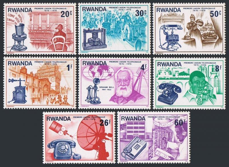 Rwanda 746-753,MNH.Michel 807-814. Telephone-100,1976.Alexander Graham Bell,