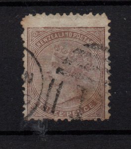 New Zealand 1874 3d brown fine used SG154 WS36565