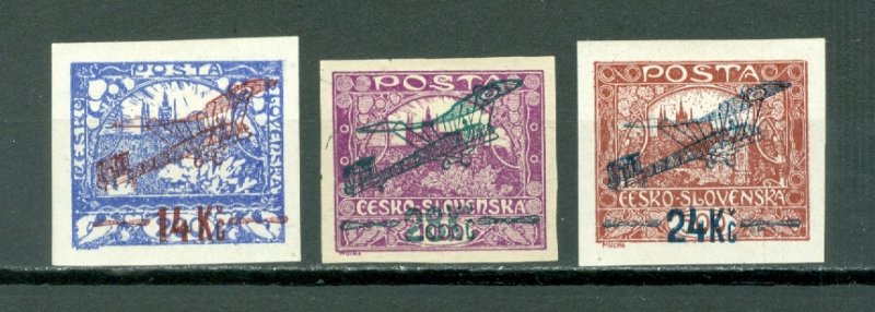 CZECHOSLOVAKIA SCARCE SIGNED SET #C1-C3 MINT...$110.00