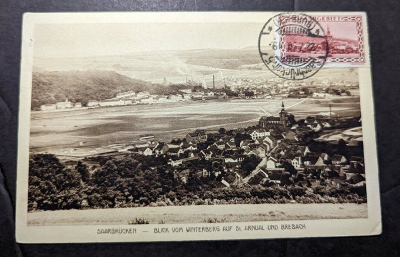 1930 Germany SAAR RPPC Maxi Postcard Cover Saarbrucken to Loire France