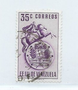 VENEZUELA 1952 BOLIVAR STATUE HORSE MILITARY COAT SC 505 USED