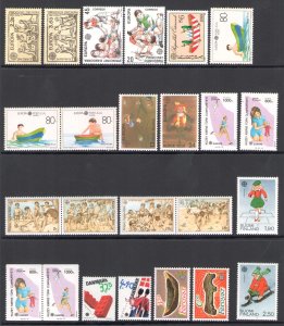 1989 EUROPA CEPT, full vintage, 35 countries, 85 values + 1 sheet, MNH**