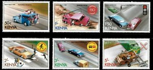Kenya 1978 - Road Safety, Car Accidents - Set of 6 stamps - Scott #121-26 - MNH