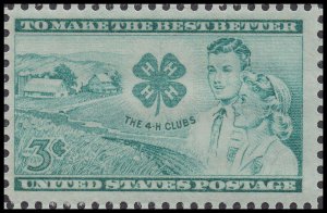 US 1005 The 4-H Clubs 3c single MNH 1952