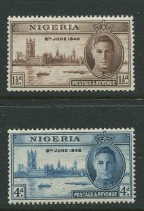 Nigeria -Scott 71-72 - Peace Issue -1946 - MLH - Set of 2 Stamps