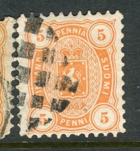 FINLAND; 1875-81 classic Helsingfors print issue fine used Shade of 5p.