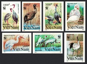 Vietnam Birds WWF Cranes 7v imperf 1991 MNH SC#2243-2249 SG#1557-1563