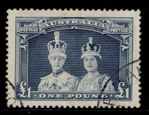 AUSTRALIA GVI SG178, £1 bluish slate, FINE USED. Cat £35.