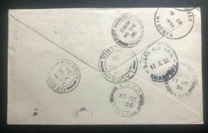 1936 Nairobi Kenya KUT First WestBound Flight Airmail Cover FFC To Koko Nigeria