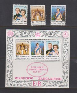 BANGLADESH Scott # 123-125a 1977 REIGN OF QEII 25TH ANNIV. MINT VF NH O.G S/S