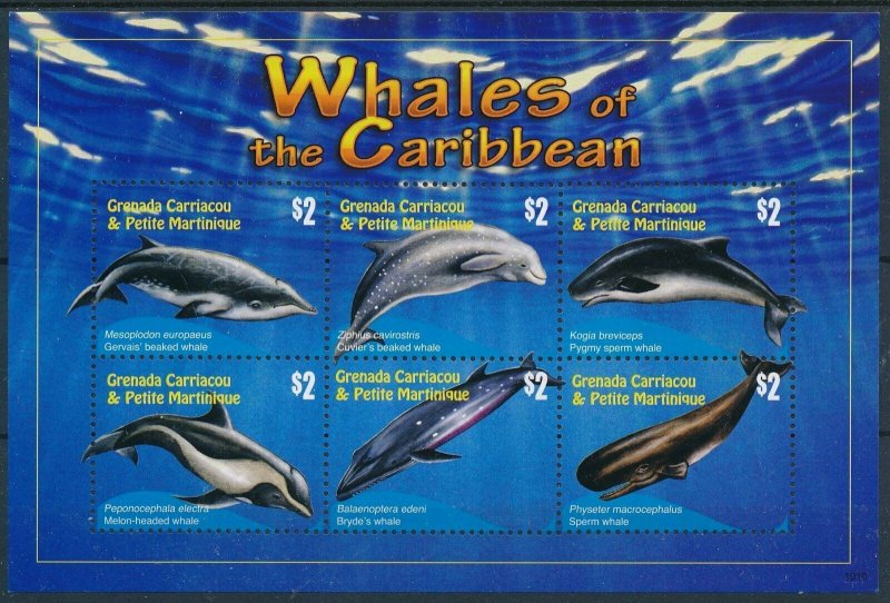 [109010] Carriacou & Petite Martinique 2010 Marine life whales Mini sheet MNH