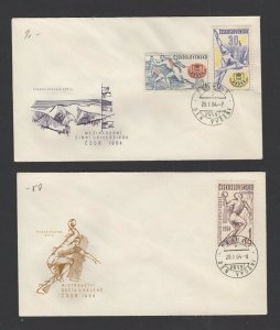 Czechoslovakia #1217-19 (1964 Sports set) on 2 unaddressed cachet FDC