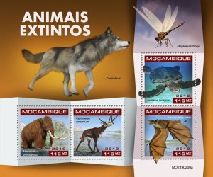 Mozambique 2019 MNH Prehistoric Animals Stamps Extinct Animals Mammoths 4v M/S
