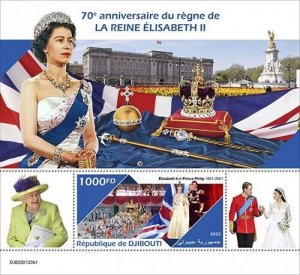Djibouti 2022 - Queen Elizabeth - Souvenir Stamp Sheet - MNH