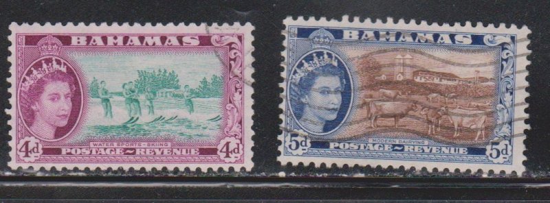 BAHAMAS Scott # 163-4 Used - QEII Water Sports & Modern Dairy