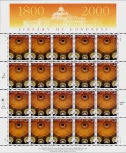 2000 33c Library of United States Congress, Sheet of 20 Scott 3390 Mint F/VF NH