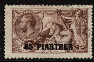 BRITISH LEVANT SG48a 1921 45pi on 2/6 CHOCOLATE-BROWN JOINED FIGURES FINE USED