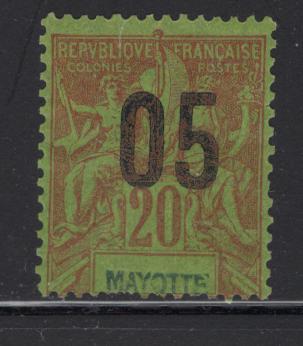 MAYOTTE 25  MINT HINGED NAVIGATION & COMMERCE ISSUE 1892