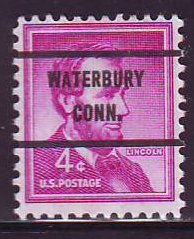 Waterbury CT, 1036-71 Bureau Precancel, 4¢ Lincoln