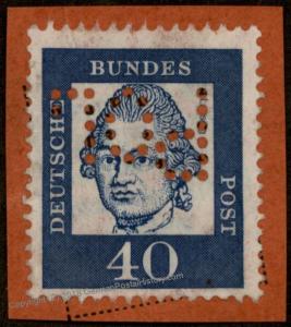 Germany BRD Bundes Polizei POL Lochung Police Perfin Official Stamp Used 60946